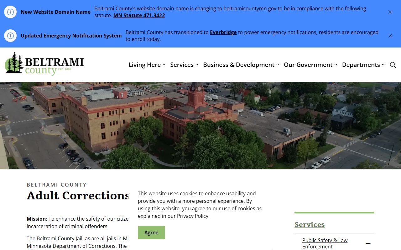 Beltrami County Adult Correction Center official county webpage